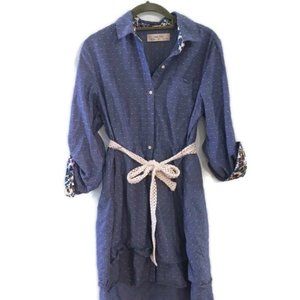 ANTHROPOLOGIE ISABELLA SINCLAIR Blue Chambray Speckled Belted dress. Size M
